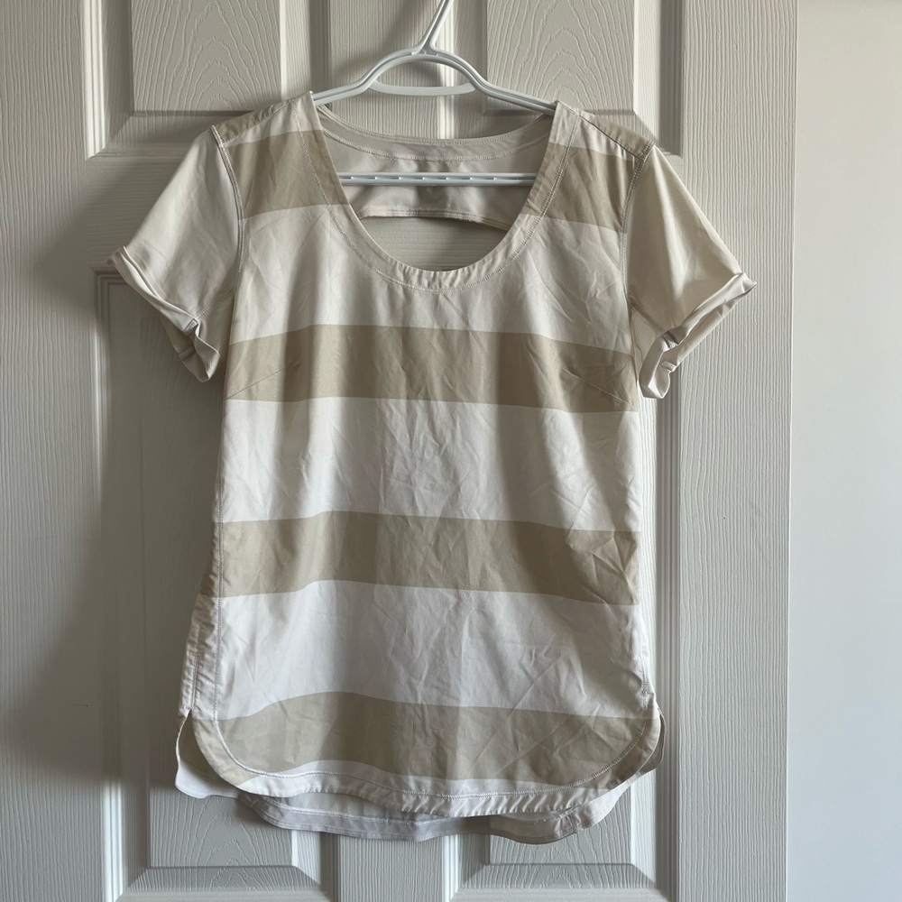 lululemon Lightened Up Short Sleeve - Cashew and White